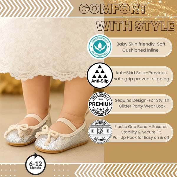 Baby Unisex Synthetic Slip-On Booties (Silver)-BT5172