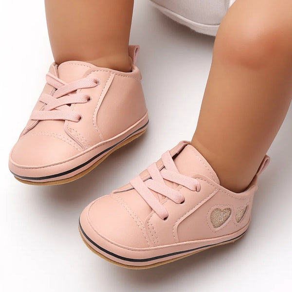 Baby Unisex Synthetic Lace-Up Booties (Peach)-BT5173