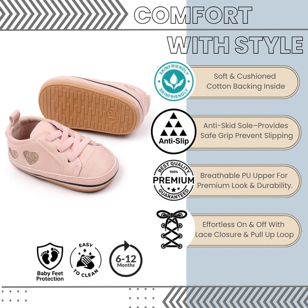 Baby Unisex Synthetic Lace-Up Booties (Peach)-BT5173
