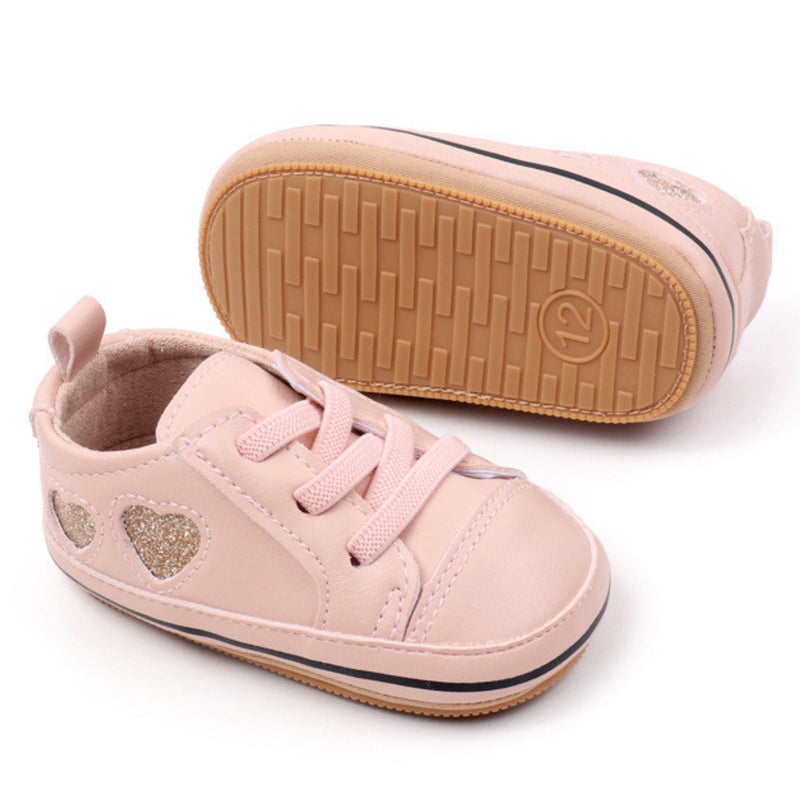 Baby Unisex Synthetic Lace-Up Booties (Peach)-BT5173