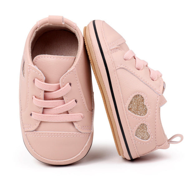 Baby Unisex Synthetic Lace-Up Booties (Peach)-BT5173