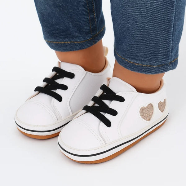 Baby Unisex Synthetic Lace-Up Booties (White)-BT5174
