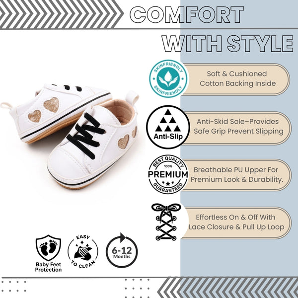 Baby Unisex Synthetic Lace-Up Booties (White)-BT5174