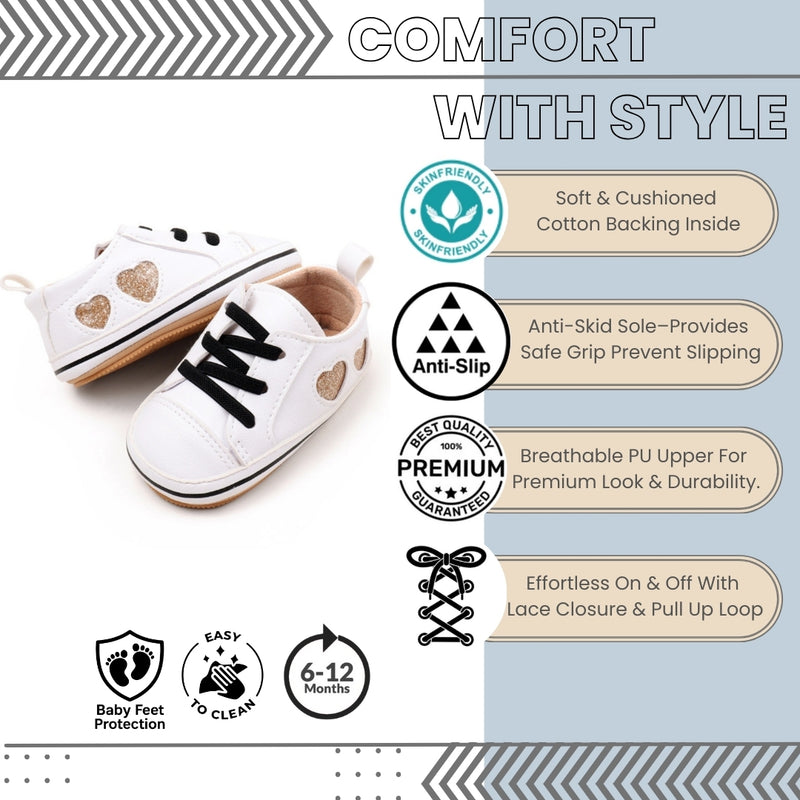 Baby Unisex Synthetic Lace-Up Booties (White)-BT5174