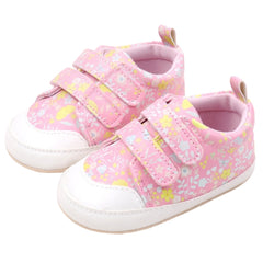 Baby Unisex Synthetic Floral Velcro Booties (Pink)-BT5177