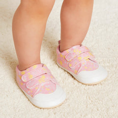 Baby Unisex Synthetic Floral Velcro Booties (Pink)-BT5177