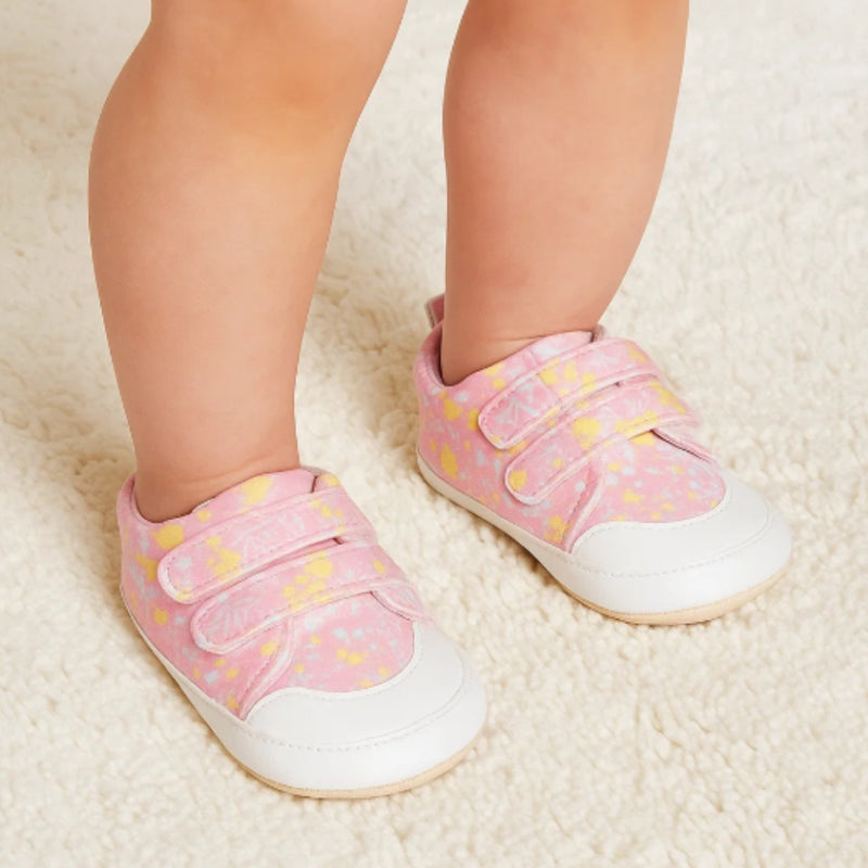 Baby Unisex Synthetic Floral Velcro Booties (Pink)-BT5177