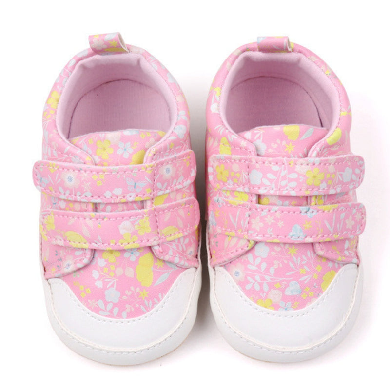 Baby Unisex Synthetic Floral Velcro Booties (Pink)-BT5177