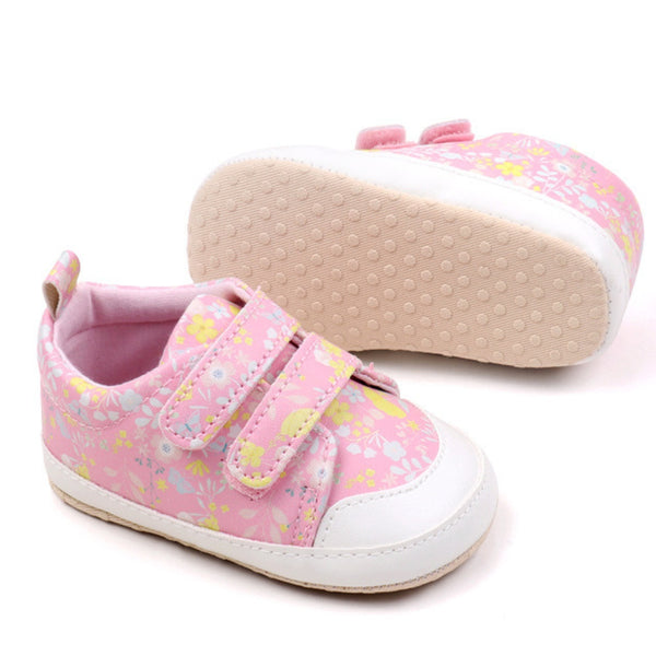 Baby Unisex Synthetic Floral Velcro Booties (Pink)-BT5177