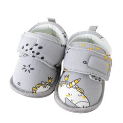 Baby Unisex Cotton Printed Velcro Booties (Grey)-BT5178