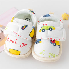 Baby Unisex Cotton Printed Velcro Booties (Cream)-BT5180