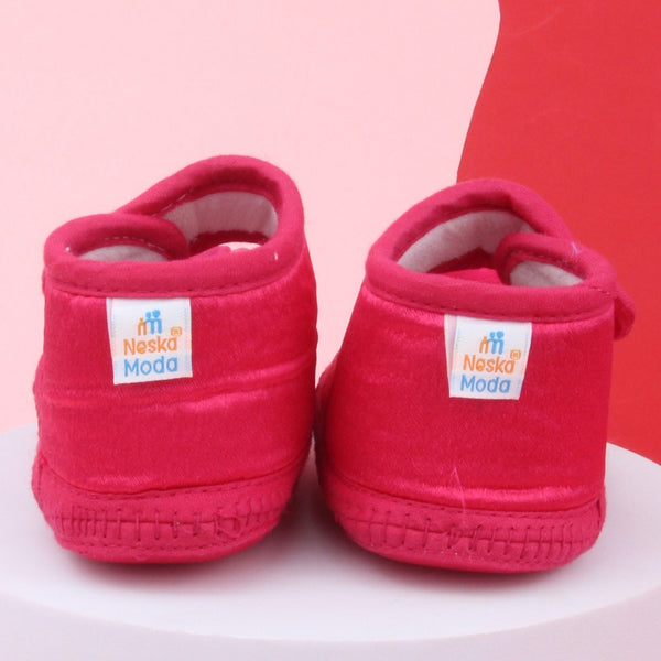 6 To 12 Months Baby Girls Satin Floral Sandal/Booties (Rani)-BT5206