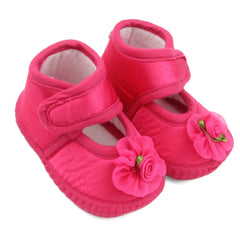 6 To 12 Months Baby Girls Satin Floral Sandal/Booties (Rani)-BT5206