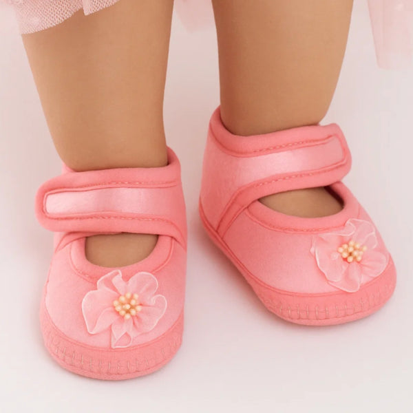 6 To 12 Months Baby Girls Satin Floral Sandal/Booties (Light Pink)-BT5210