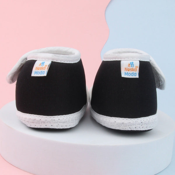 6 To 12 Months Baby Boys & Baby Girls Cute Soft Cotton Pre-Walker Sports Booties (WhiteBlack)-BT5213