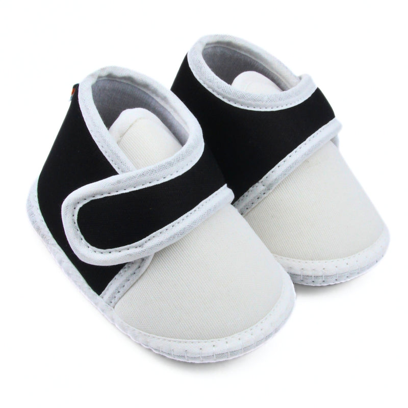 6 To 12 Months Baby Boys & Baby Girls Cute Soft Cotton Pre-Walker Sports Booties (WhiteBlack)-BT5213