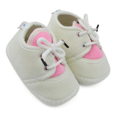 6 To 12 Months Baby Boys & Baby Girls Cute Soft Velvet Pre-Walker Lace Booties (off White,Pink)-BT5221