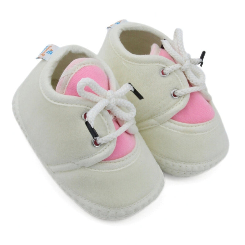 6 To 12 Months Baby Boys & Baby Girls Cute Soft Velvet Pre-Walker Lace Booties (off White,Pink)-BT5221