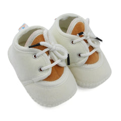 6 To 12 Months Baby Boys & Baby Girls Cute Soft Velvet Pre-Walker Lace Booties (off White,Brown)-BT5222