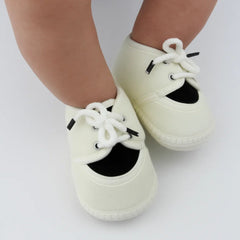 6 To 12 Months Baby Boys & Baby Girls Cute Soft Velvet Pre-Walker Lace Booties (off White,Black)-BT5223
