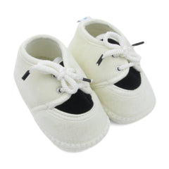 6 To 12 Months Baby Boys & Baby Girls Cute Soft Velvet Pre-Walker Lace Booties (off White,Black)-BT5223