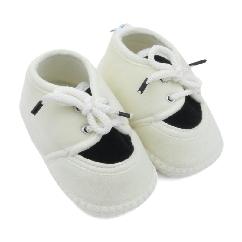 6 To 12 Months Baby Boys & Baby Girls Cute Soft Velvet Pre-Walker Lace Booties (off White,Black)-BT5223