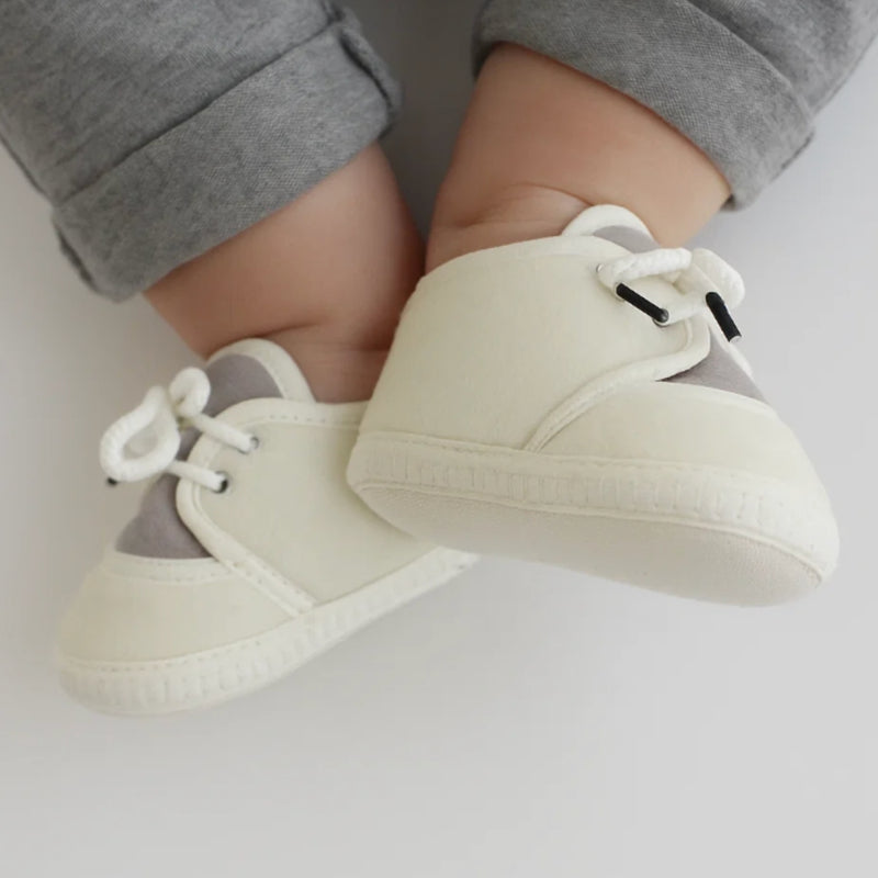 6 To 12 Months Baby Boys & Baby Girls Cute Soft Velvet Pre-Walker Lace Booties (off White,Grey)-BT5225