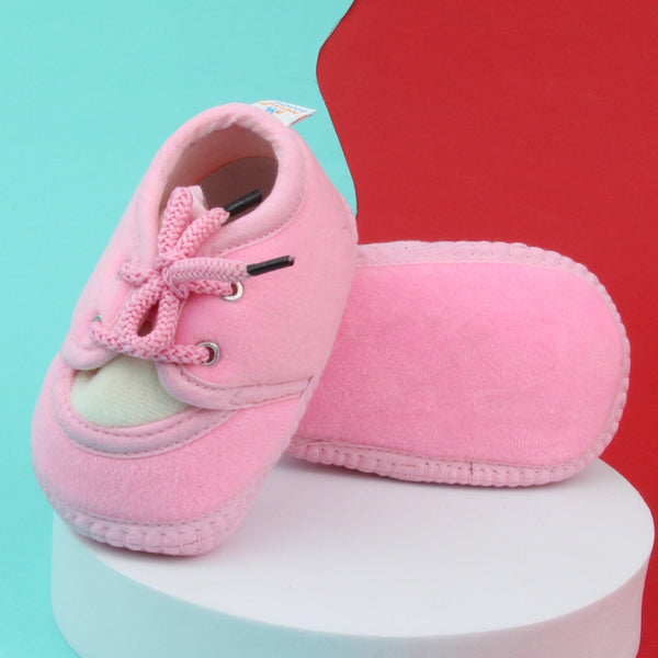 6 To 12 Months Baby Boys & Baby Girls Cute Soft Velvet Pre-Walker Lace Booties (Pink,White)-BT5226