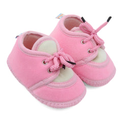 6 To 12 Months Baby Boys & Baby Girls Cute Soft Velvet Pre-Walker Lace Booties (Pink,White)-BT5226