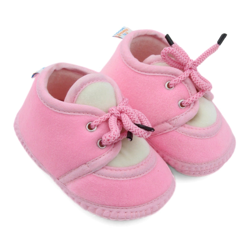 6 To 12 Months Baby Boys & Baby Girls Cute Soft Velvet Pre-Walker Lace Booties (Pink,White)-BT5226