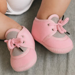6 To 12 Months Baby Boys & Baby Girls Cute Soft Velvet Pre-Walker Lace Booties (Pink,Grey)-BT5227