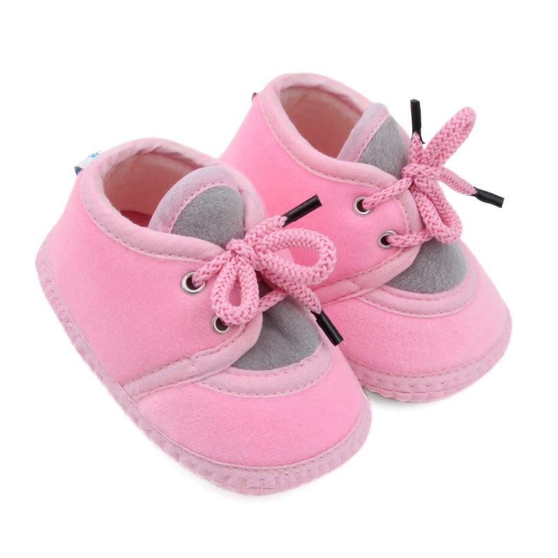 6 To 12 Months Baby Boys & Baby Girls Cute Soft Velvet Pre-Walker Lace Booties (Pink,Grey)-BT5227