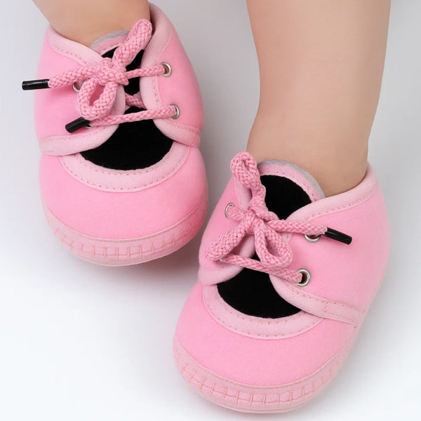 6 To 12 Months Baby Boys & Baby Girls Cute Soft Velvet Pre-Walker Lace Booties (Pink,Black)-BT5228