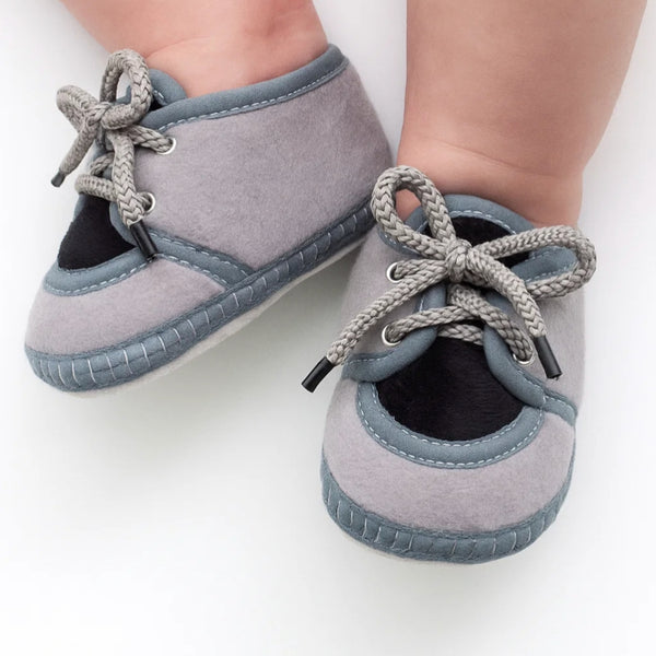6 To 12 Months Baby Boys & Baby Girls Cute Soft Velvet Pre-Walker Lace Booties (Grey,Black)-BT5230