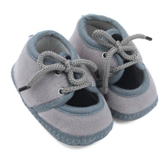6 To 12 Months Baby Boys & Baby Girls Cute Soft Velvet Pre-Walker Lace Booties (Grey,Black)-BT5230