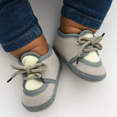 6 To 12 Months Baby Boys & Baby Girls Cute Soft Velvet Pre-Walker Lace Booties (Grey,White)-BT5231
