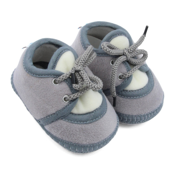 6 To 12 Months Baby Boys & Baby Girls Cute Soft Velvet Pre-Walker Lace Booties (Grey,White)-BT5231