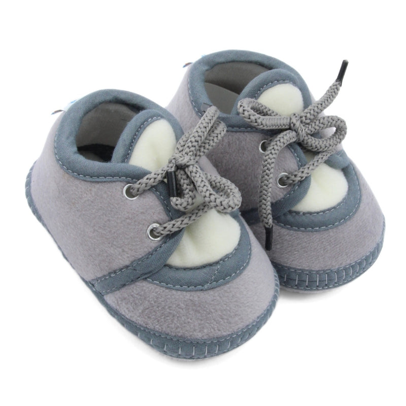 6 To 12 Months Baby Boys & Baby Girls Cute Soft Velvet Pre-Walker Lace Booties (Grey,White)-BT5231