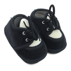 6 To 12 Months Baby Boys & Baby Girls Cute Soft Velvet Pre-Walker Lace Booties (Black,White)-BT5233