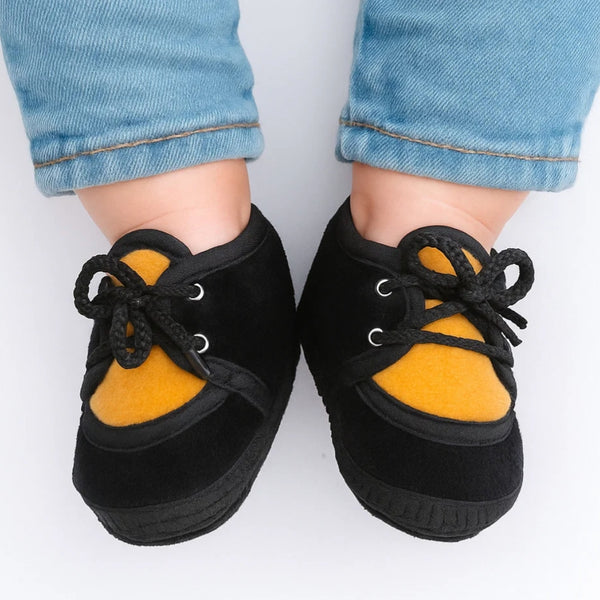 6 To 12 Months Baby Boys & Baby Girls Cute Soft Velvet Pre-Walker Lace Booties (Black,Brown)-BT5234