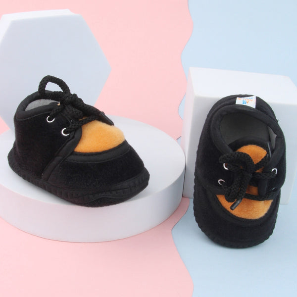 6 To 12 Months Baby Boys & Baby Girls Cute Soft Velvet Pre-Walker Lace Booties (Black,Brown)-BT5234
