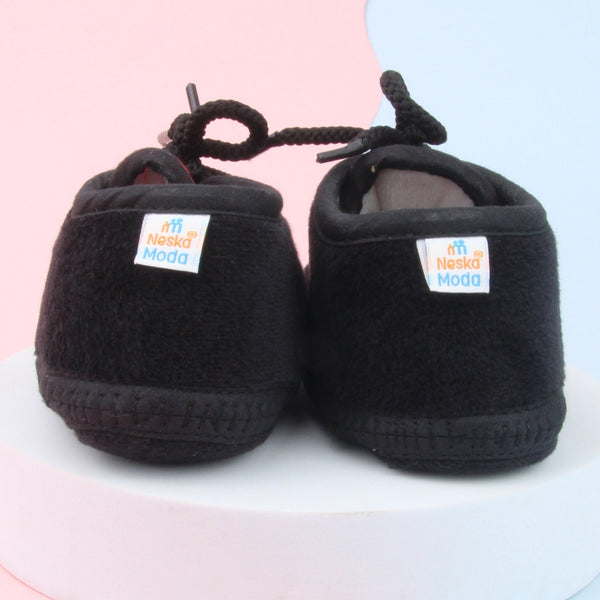 6 To 12 Months Baby Boys & Baby Girls Cute Soft Velvet Pre-Walker Lace Booties (Black,Red)-BT5235