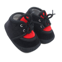 6 To 12 Months Baby Boys & Baby Girls Cute Soft Velvet Pre-Walker Lace Booties (Black,Red)-BT5235