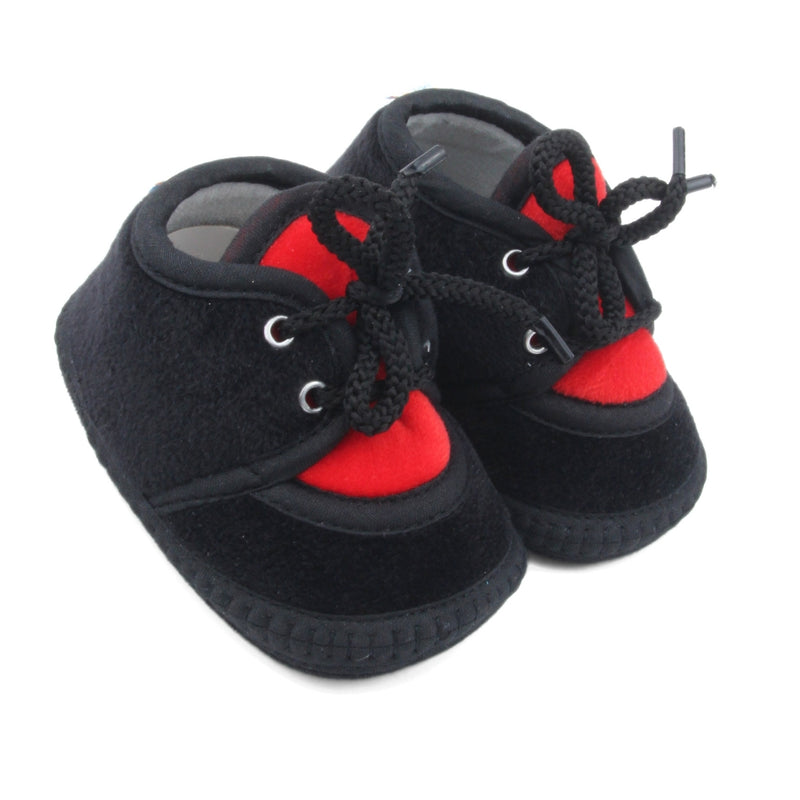 6 To 12 Months Baby Boys & Baby Girls Cute Soft Velvet Pre-Walker Lace Booties (Black,Red)-BT5235