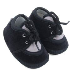 6 To 12 Months Baby Boys & Baby Girls Cute Soft Velvet Pre-Walker Lace Booties (Black,Grey)-BT5236