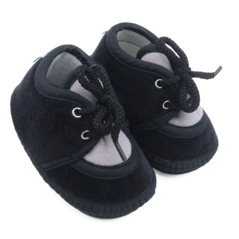 6 To 12 Months Baby Boys & Baby Girls Cute Soft Velvet Pre-Walker Lace Booties (Black,Grey)-BT5236