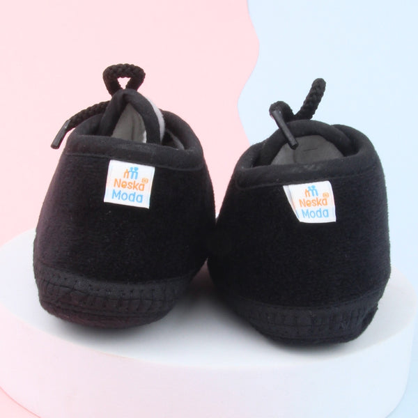 6 To 12 Months Baby Boys & Baby Girls Cute Soft Velvet Pre-Walker Lace Booties (Black,Grey)-BT5236