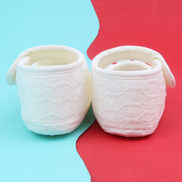 Baby Girls Flower Cotton Velcro Belly Booties (White,Blue)-BT5237