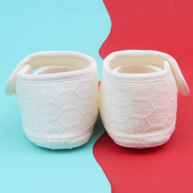 Baby Girls Flower Cotton Velcro Belly Booties (White,Pink)-BT5238