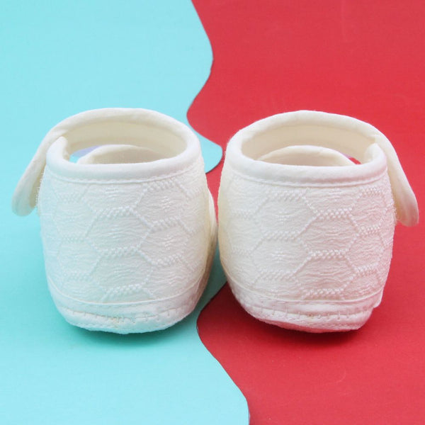 Baby Girls Flower Cotton Velcro Belly Booties (White,Purple)-BT5239